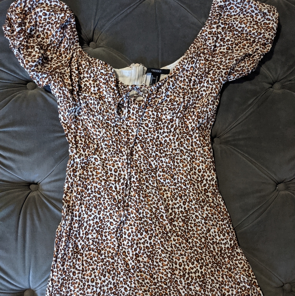 Leopard Print Babydoll Mini Dress